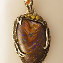 Yowah Opal SS Pendant with Gold Nuggets