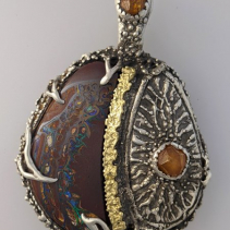Yowah Opal, SS/14kt Pendant