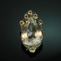 Rutilated Topaz, Sterling Silver Pendant with Citrines