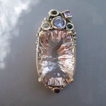 Rose of France Amethyst, Sterling Silver Pendant with Stones Above