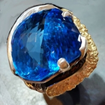 London Blue Topaz, Sterling Silver and 14kt Gold Ring