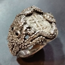 1/2 Reale in Sterling Silver Octopus Ring