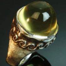 High Dome Citrine Cab, Sterling Silver Ring