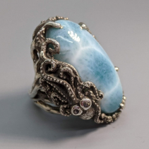 Larimar Sterling Silver Octopus Ring