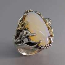 Brazilian Opal Sterling Silver 14kt Gold Ring