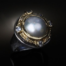 Mabe Pearl, SS/14kt Gold Ring