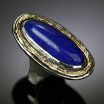 Lapis Sterling Silver and 14kt Gold Ring