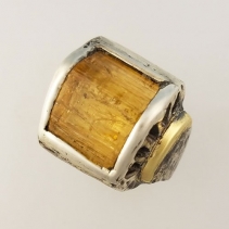 Imperial Topaz Crystal SS/14kt Gold Ring