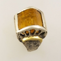 Imperial Topaz Crystal SS/14kt Gold Ring, Side View