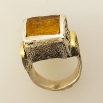 Imperial Topaz Crystal SS/14kt Gold Ring, Side View 2
