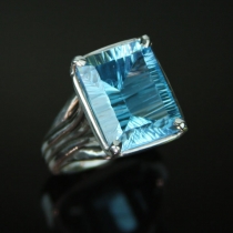 Laser Cut Blue Topaz Sterling Silver Ring