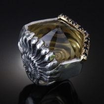 Carved Citrine Sterling Silver Ring