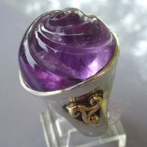 Swirl Cut Amethyst, Sterling Silver and 14kt Gold Ring