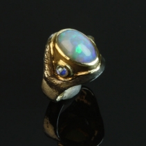 Ethiopian Opal in 14kt Gold and Sterling Silver Ring