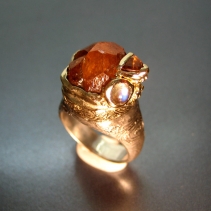 Garnet Crystal, Sterling Silver Ring