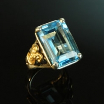 Swiss Blue Topaz, Sterling Silver and 14kt Gold Ring