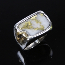 Gold Ore in Quartz Sterling Silver Ring