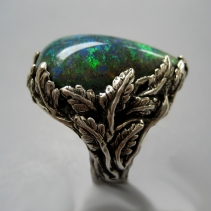 Andamooka Opal, Sterling Silver Ring, Leaves
