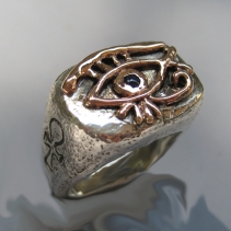 Sterling Silver and 14kt Gold Eye of Horus Ring