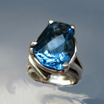Blue Topaz, Sterling Silver Ring
