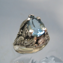 Blue Topaz, Sterling Silver Ring, Leaves
