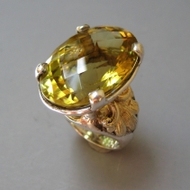 Citrine, Sterling Silver and 14kt Gold Ring