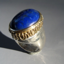 Lapis in Sterling Silver and 14kt Gold Egg and Dart Ring