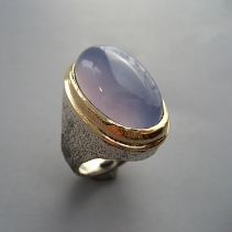Lavender Chalcedony in Sterling Silver and 14kt Gold Ring