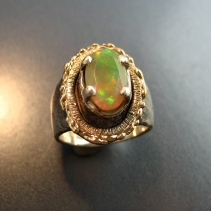 Ethiopian Opal in Sterling Silver and 14kt Gold Ring