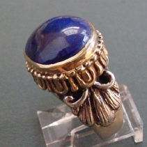 Lapis in Sterling Silver and 14kt Gold Egg and Dart Ring