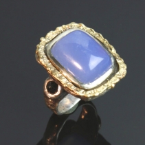 Lavender Chalcedony, SS/14kt Ring