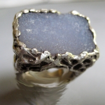 Drusy Lavender Chalcedony in Sterling Silver Ring