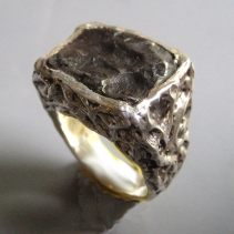Sikhote Alin Meteorite in Sterling Silver Ring