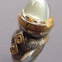 Moonstone in Sterling Silver and 14kt Gold Ring