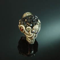 Androdite Garnet, Sterling Silver Octopus Ring