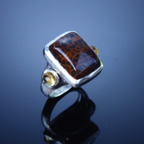 Palmwood, SS Ring with Citrines