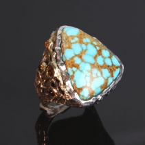 Turquoise, SS/14kt Ring with Citrines, SOLD