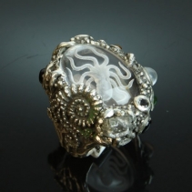 Octopus, SS Ring with Gemstones