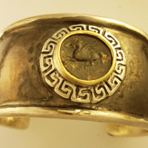Bronze Pegasus Sterling Silver and 14kt Gold Cuff Bracelet