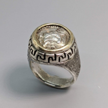 AR Tetrobol, Sterling Silver Ring with 14kt Gold Rim